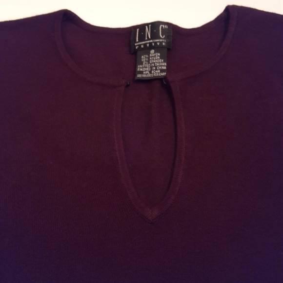 INC Vintage Deep Burgundy Key Hole Neck Sweater - Picture 8 of 11
